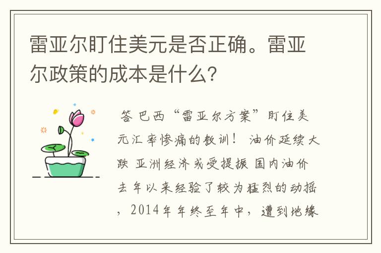 雷亚尔盯住美元是否正确。雷亚尔政策的成本是什么?