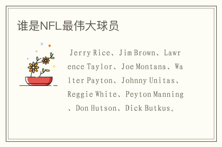 谁是NFL最伟大球员
