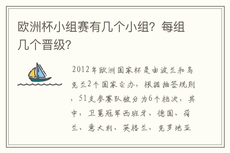 欧洲杯小组赛有几个小组?每组几个晋级?