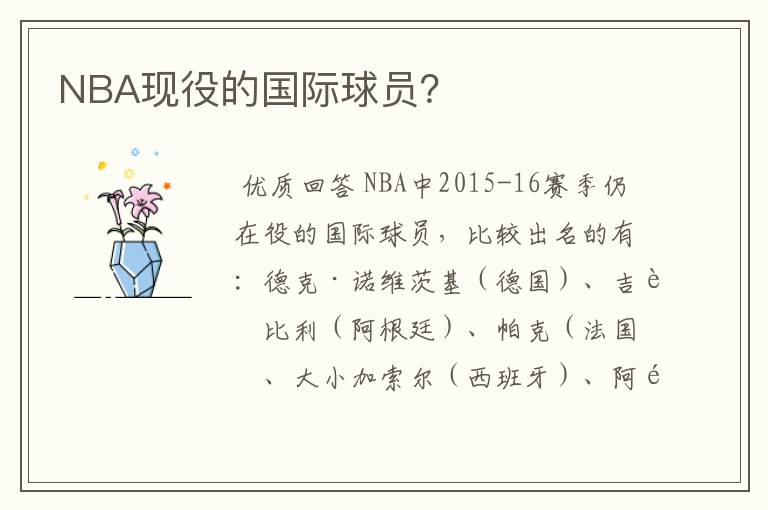 NBA现役的国际球员?