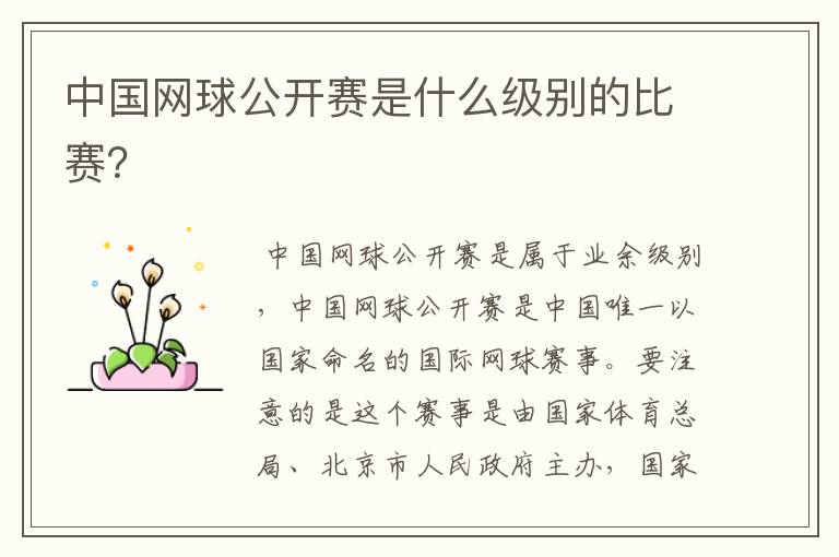 中国网球公开赛是什么级别的比赛?