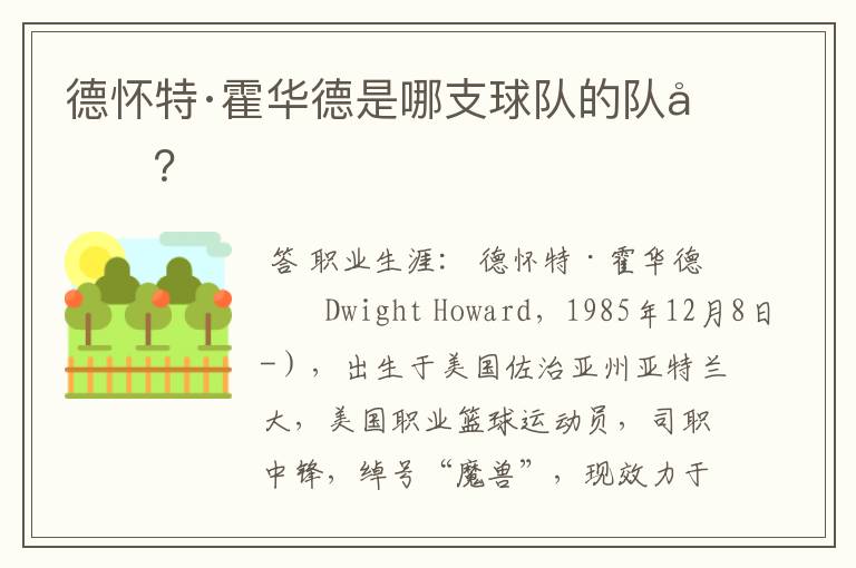 德怀特·霍华德是哪支球队的队员?