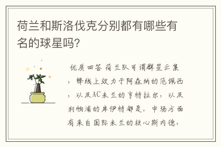 荷兰和斯洛伐克分别都有哪些有名的球星吗?