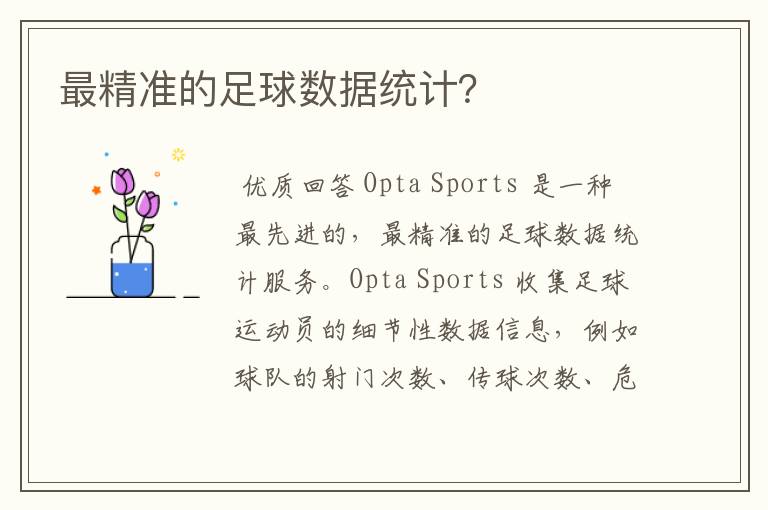 最精准的足球数据统计?