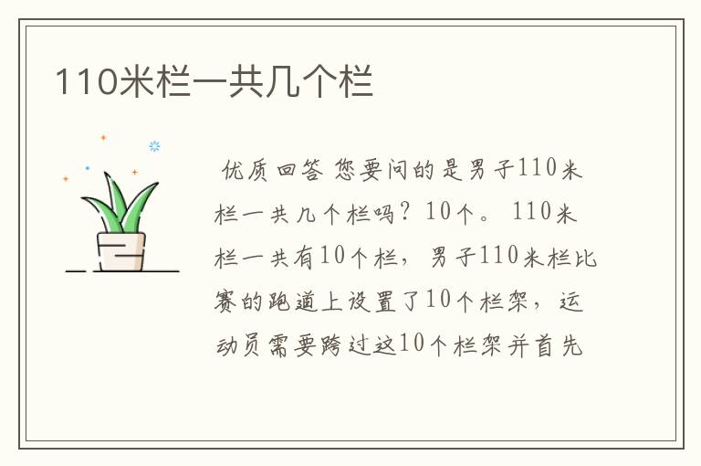110米栏一共几个栏