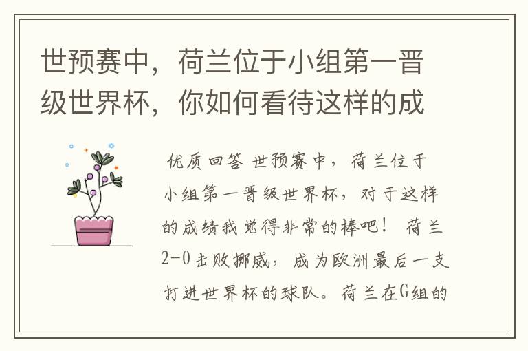 世预赛中,荷兰位于小组第一晋级世界杯,你如何看待这样的成绩?
