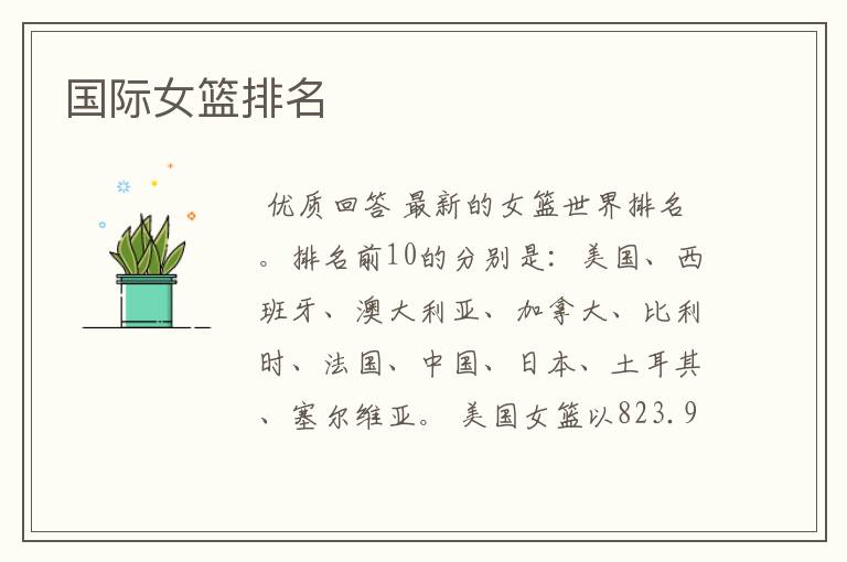 国际女篮排名