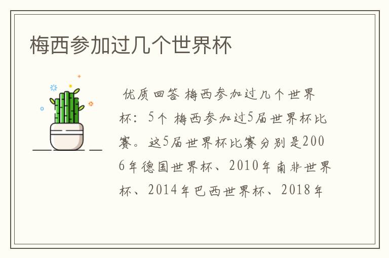梅西参加过几个世界杯