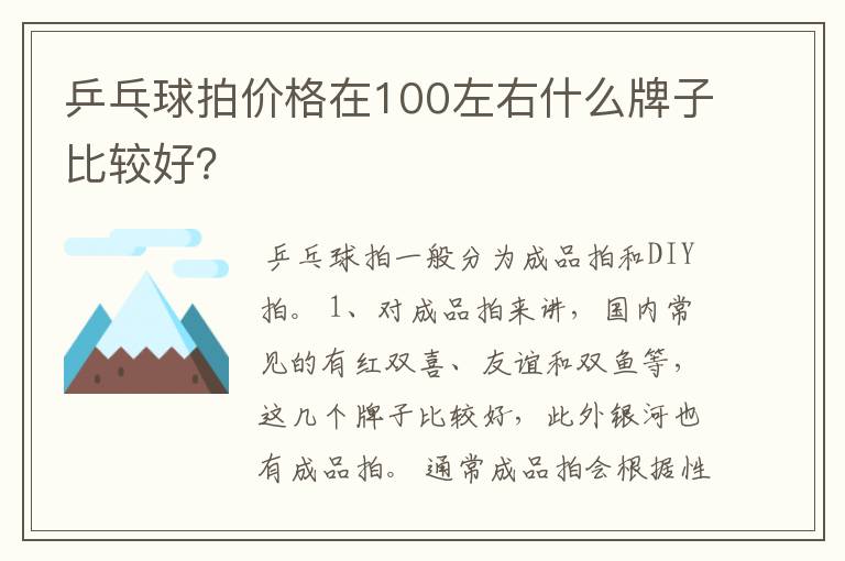 乒乓球拍价格在100左右什么牌子比较好?