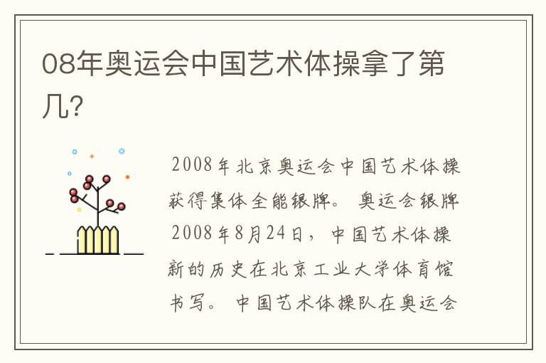 08年奥运会中国艺术体操拿了第几?