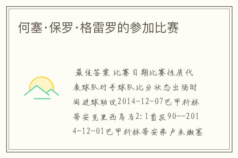 何塞·保罗·格雷罗的参加比赛