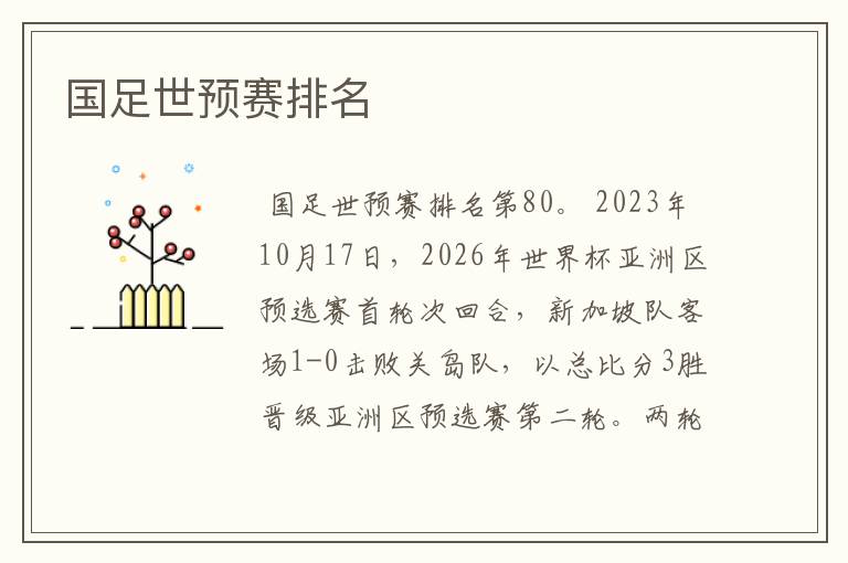 国足世预赛排名