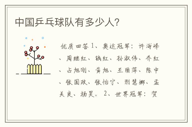 中国乒乓球队有多少人?