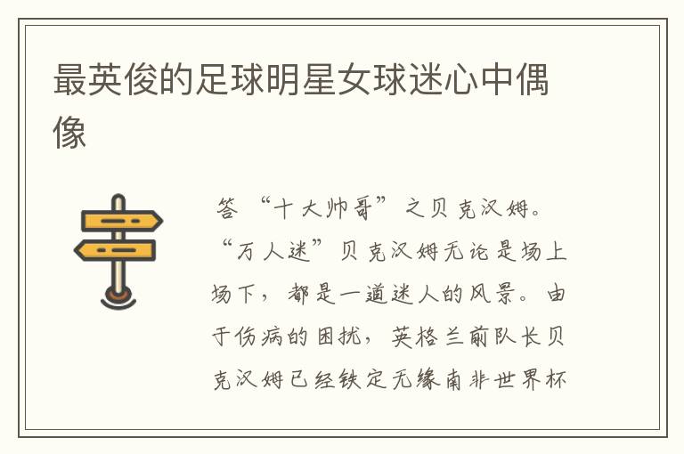 最英俊的足球明星女球迷心中偶像