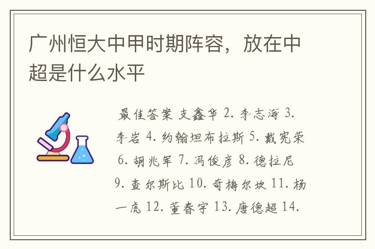 广州恒大中甲时期阵容,放在中超是什么水平