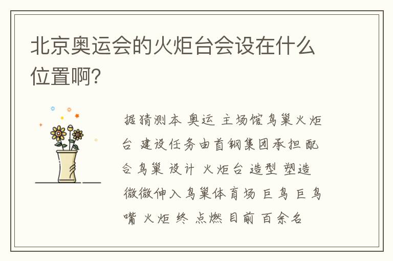 北京奥运会的火炬台会设在什么位置啊?