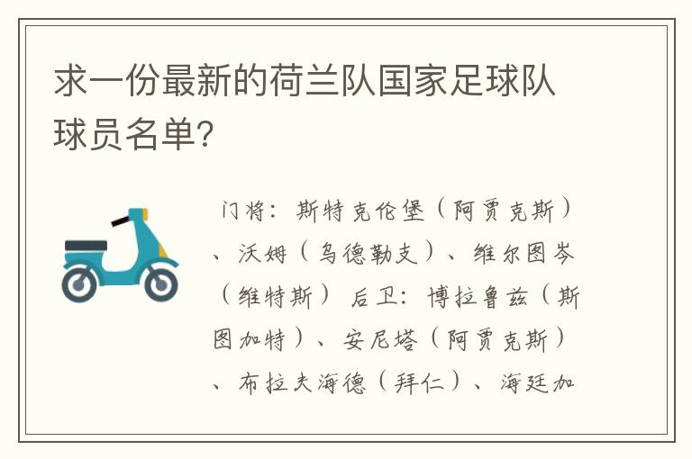求一份最新的荷兰队国家足球队球员名单?
