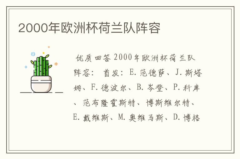 2000年欧洲杯荷兰队阵容