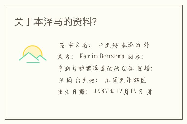 关于本泽马的资料?