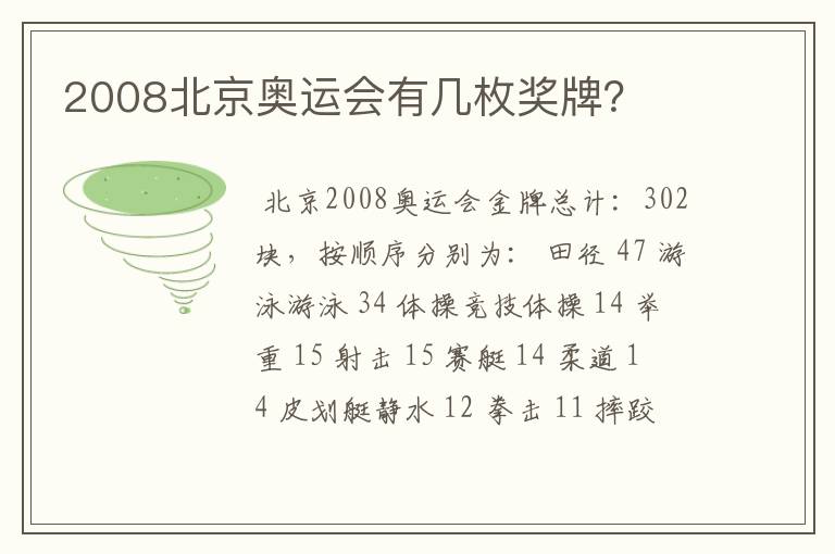 2008北京奥运会有几枚奖牌?