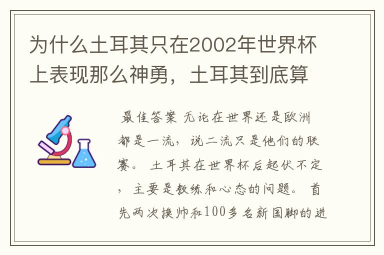 为什么土耳其只在2002年世界杯上表现那么神勇,土耳其到底算不算一支强队