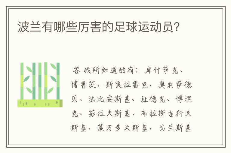 波兰有哪些厉害的足球运动员?