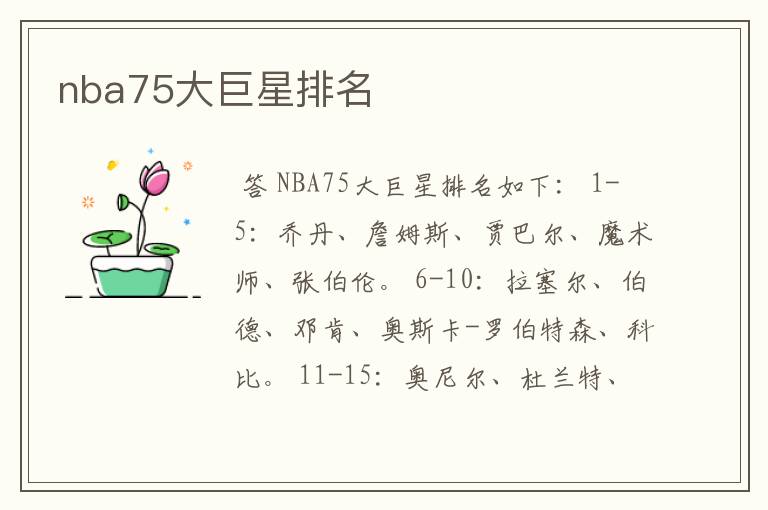 nba75大巨星排名