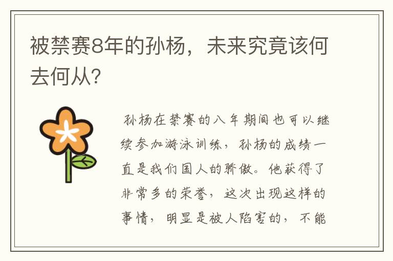 被禁赛8年的孙杨,未来究竟该何去何从?