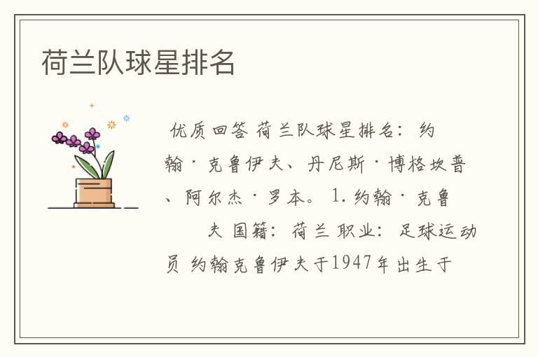 荷兰队球星排名