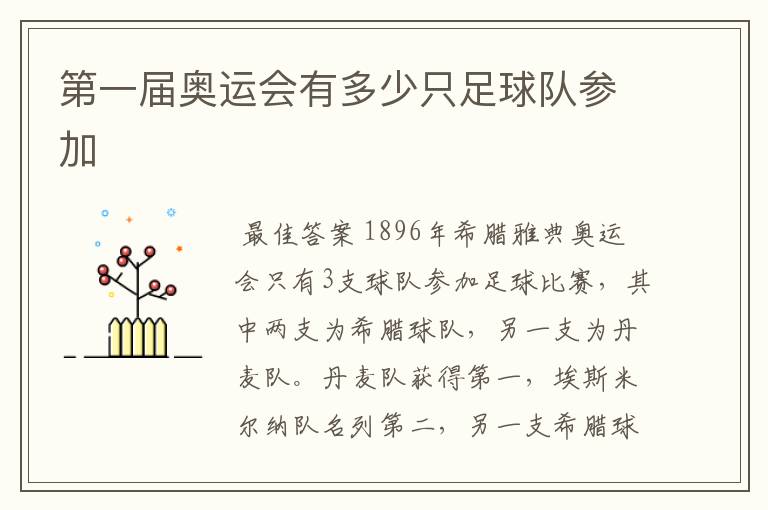 第一届奥运会有多少只足球队参加
