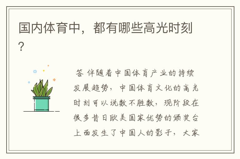 国内体育中,都有哪些高光时刻?