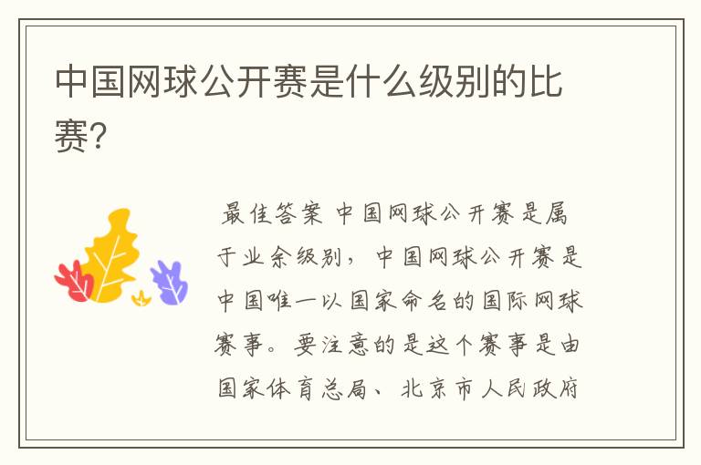 中国网球公开赛是什么级别的比赛?