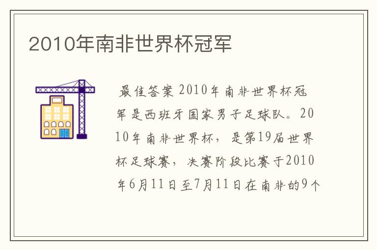 2010年南非世界杯冠军