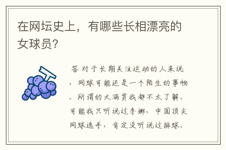 在网坛史上,有哪些长相漂亮的女球员?