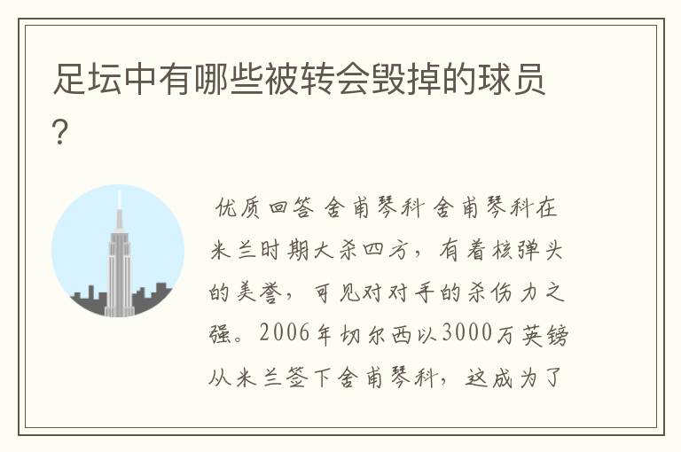 足坛中有哪些被转会毁掉的球员?