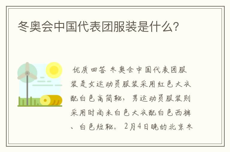 冬奥会中国代表团服装是什么?