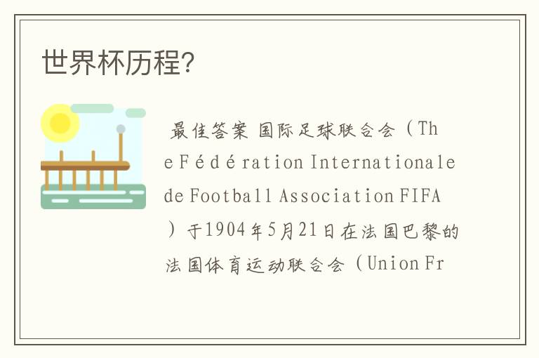 世界杯历程?