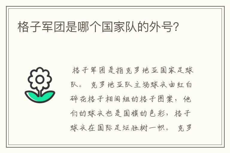 格子军团是哪个国家队的外号?