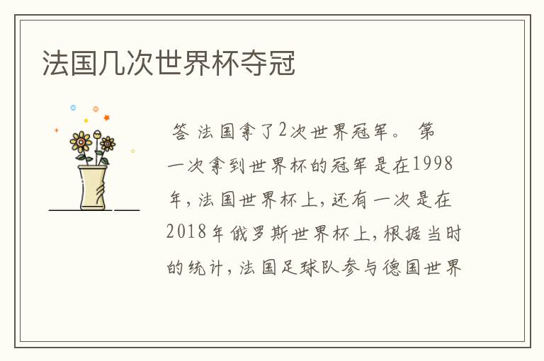 法国几次世界杯夺冠