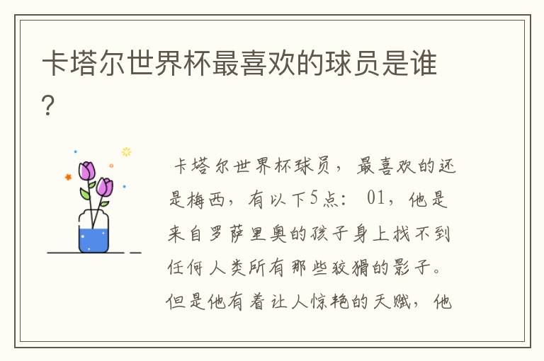 卡塔尔世界杯最喜欢的球员是谁?