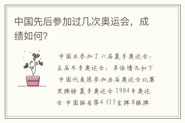 中国先后参加过几次奥运会,成绩如何?