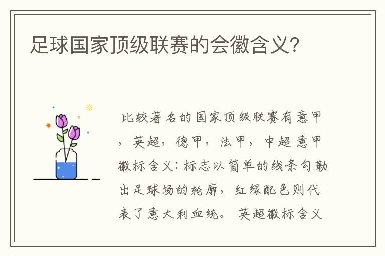 足球国家顶级联赛的会徽含义?