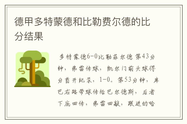 德甲多特蒙德和比勒费尔德的比分结果