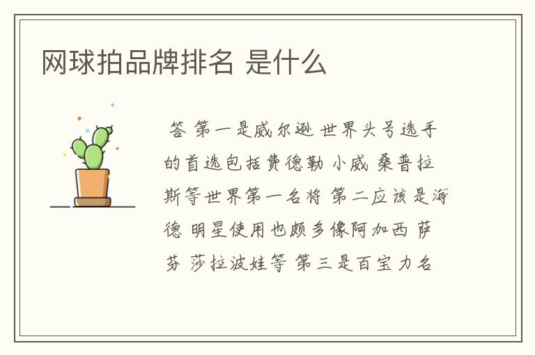 网球拍品牌排名 是什么