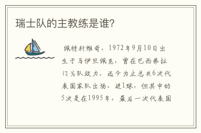 瑞士队的主教练是谁?