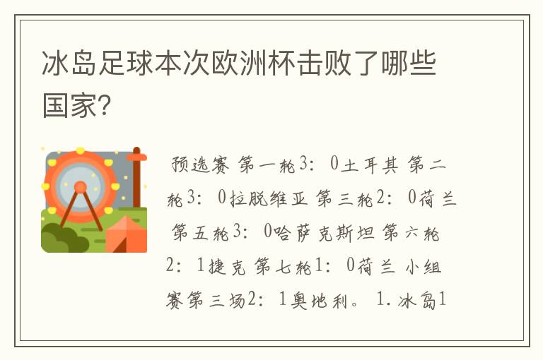 冰岛足球本次欧洲杯击败了哪些国家?