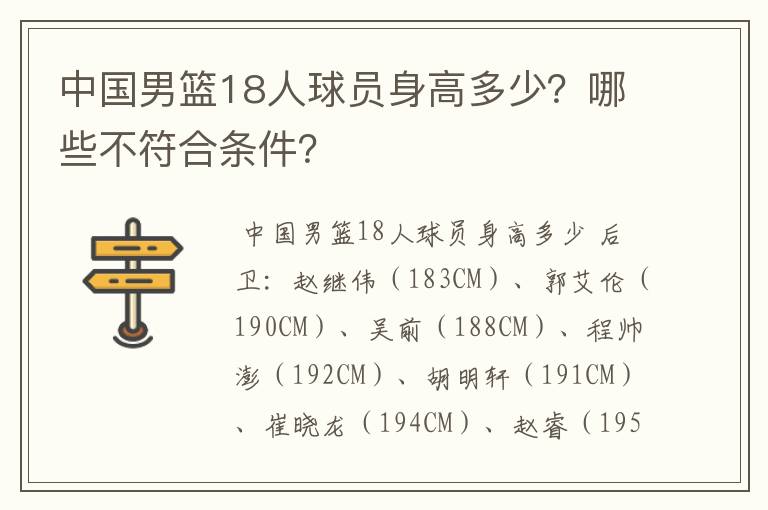 中国男篮18人球员身高多少?哪些不符合条件?