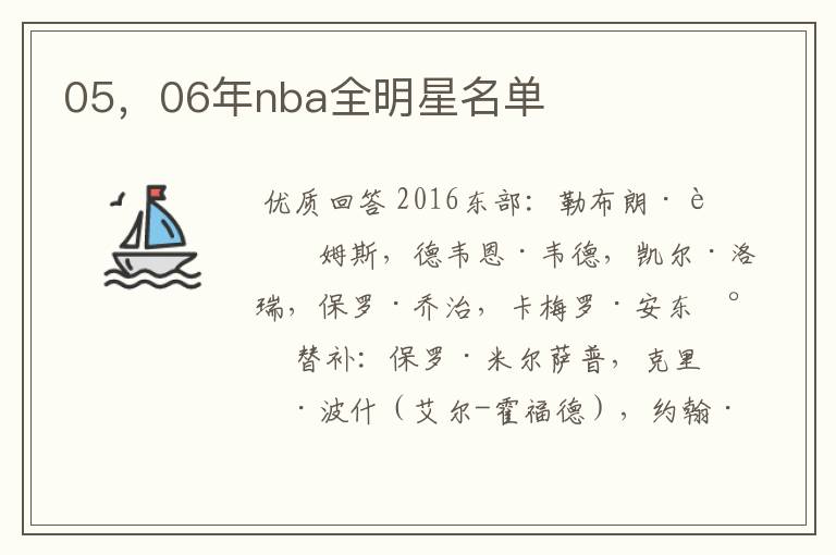 05,06年nba全明星名单