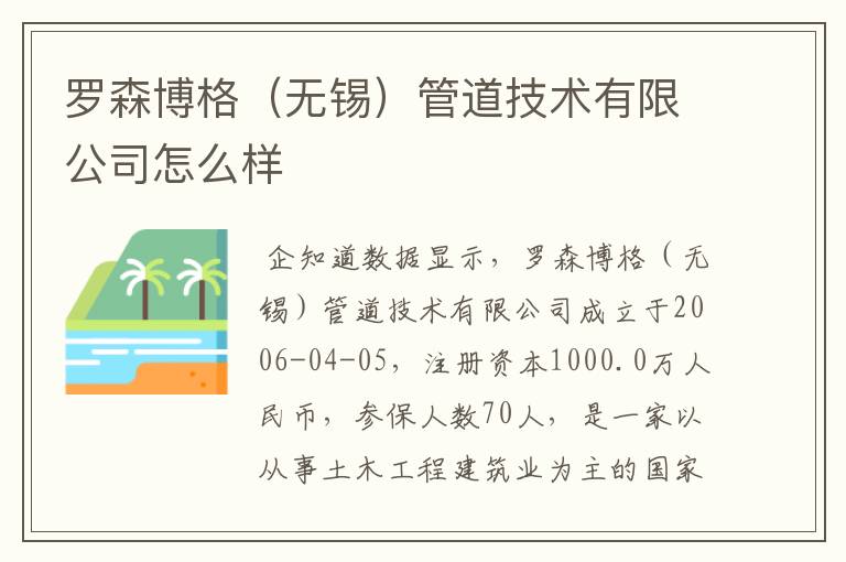 罗森博格(无锡)管道技术有限公司怎么样
