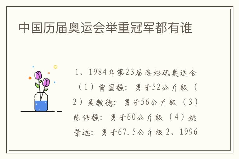 中国历届奥运会举重冠军都有谁